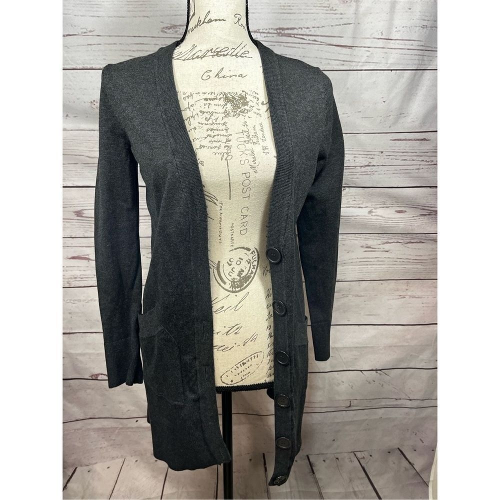 Cable & Gauge size small dark gray cardigan sweater - 2448